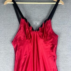 vintage valentino intimo red satin slip maxi nightgown one size